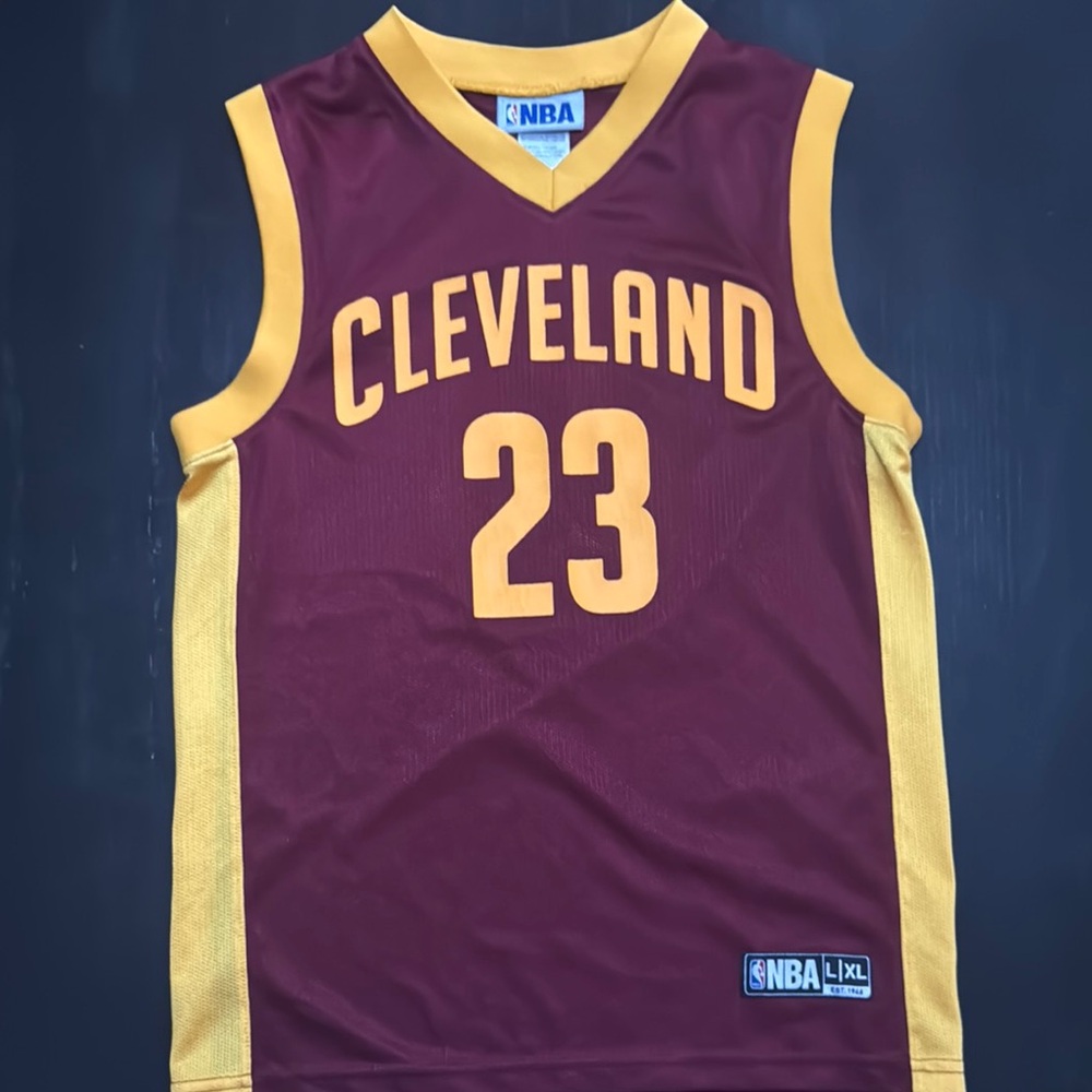 NBA Cleveland#23 JAMES Maroon and Gold Jersey